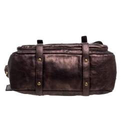 Pre Owned Coach Metallic Dark Brown Leather Garcia Legacy Satchel