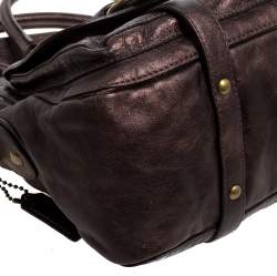 Pre Owned Coach Metallic Dark Brown Leather Garcia Legacy Satchel