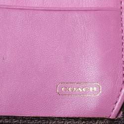 Pre Owned Coach Metallic Brown Leather Buckle Trifold Wallet