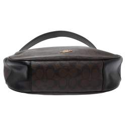 Pre Owned Coach Brown Signature Coated Canvas and Leather Zip Hobo