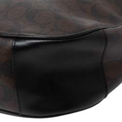 Pre Owned Coach Brown Signature Coated Canvas and Leather Zip Hobo