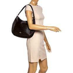 Pre Owned Coach Brown Signature Coated Canvas and Leather Zip Hobo