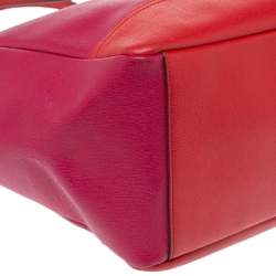 Pre Owned Coach Fuchsia/Red Leather Shopper Tote