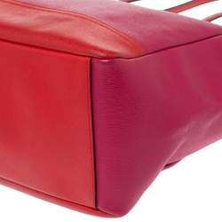 Pre Owned Coach Fuchsia/Red Leather Shopper Tote