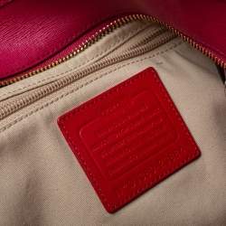 Pre Owned Coach Fuchsia/Red Leather Shopper Tote