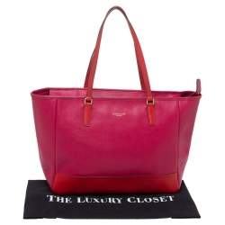Pre Owned Coach Fuchsia/Red Leather Shopper Tote