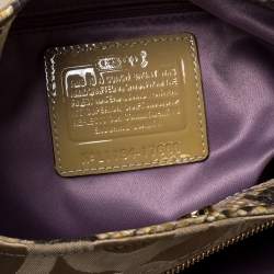 Pre Owned Coach Beige Signature Canvas and Snakeskin Effect Leather Hobo