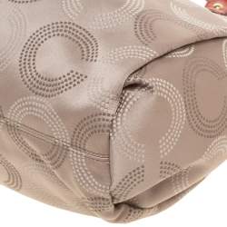 Pre Owned Coach Gold/Brown Signature Fabric and Leather Ashley Shoulder Bag