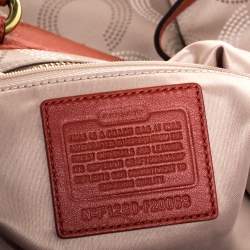 Pre Owned Coach Gold/Brown Signature Fabric and Leather Ashley Shoulder Bag