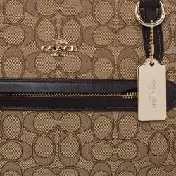 Pre Owned Coach Beige/Brown Signature Canvas and Leather Gallery Tote