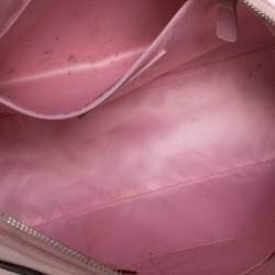 Pre Owned Coach Pink Signature Coated Canvas and Leather Satchel