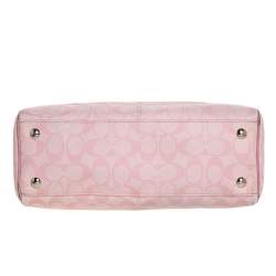 Pre Owned Coach Pink Signature Coated Canvas and Leather Satchel