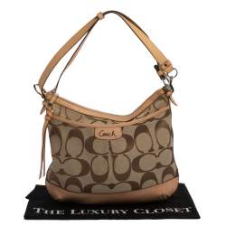 Pre Owned Coach Beige Signature Canvas and Leather Hobo