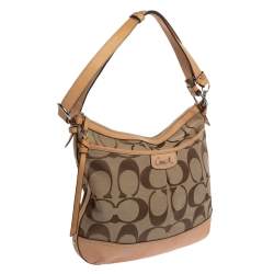 Pre Owned Coach Beige Signature Canvas and Leather Hobo