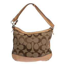 Pre Owned Coach Beige Signature Canvas and Leather Hobo