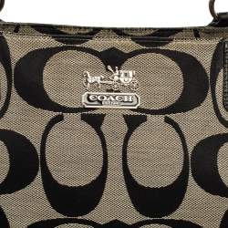 Pre Owned Coach Grey/Black Signature Canvas and Leather Tote