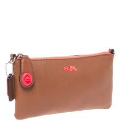 Pre Owned Coach Brown/Neon Leather Herald Crossbody Bag