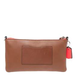 Pre Owned Coach Brown/Neon Leather Herald Crossbody Bag