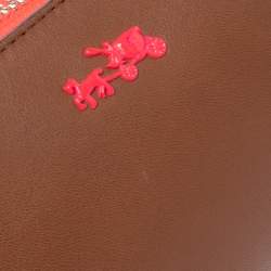 Pre Owned Coach Brown/Neon Leather Herald Crossbody Bag