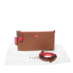 Pre Owned Coach Brown/Neon Leather Herald Crossbody Bag