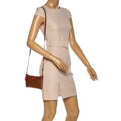 Pre Owned Coach Brown/Neon Leather Herald Crossbody Bag