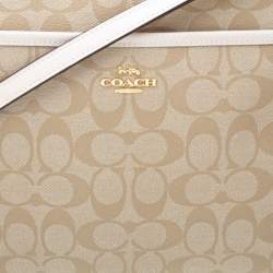 Coach Beige/Cream Signature Coated Canvas and Leather Messenger Bag
