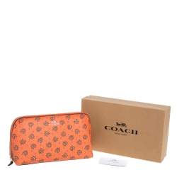 Coach Orange Bloom Print Coated Canvas Cosmetic Pouch