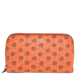 Coach Orange Bloom Print Coated Canvas Cosmetic Pouch