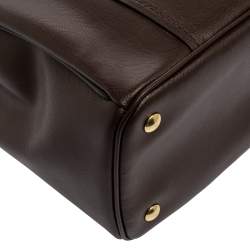 Pre Owned Coach Dark Brown Leather Double Zip Tote