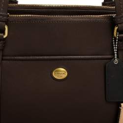 Pre Owned Coach Dark Brown Leather Double Zip Tote