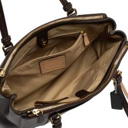 Pre Owned Coach Dark Brown Leather Double Zip Tote