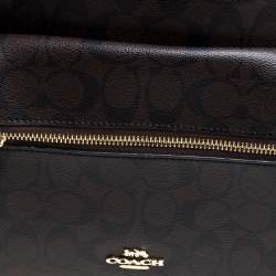 Pre Owned Coach Brown/Black Signature Coated Canvas and Leather Charlie Backpack