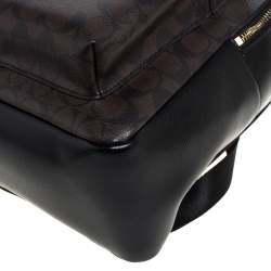 Pre Owned Coach Brown/Black Signature Coated Canvas and Leather Charlie Backpack