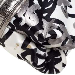 Pre Owned Coach Tri Color Floral Print Satin and Patent Leather Kyra Tote