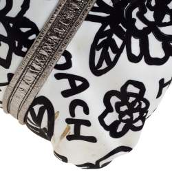 Pre Owned Coach Tri Color Floral Print Satin and Patent Leather Kyra Tote
