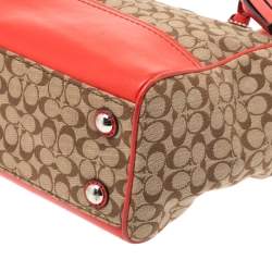 Pre Owned Coach Beige/Orange Signature Canvas and Leather Tote