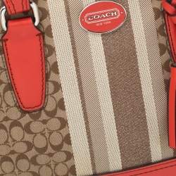 Pre Owned Coach Beige/Orange Signature Canvas and Leather Tote