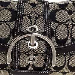 Pre Owned  Coach Grey/Black Signature Canvas and Leather Shoulder Bag