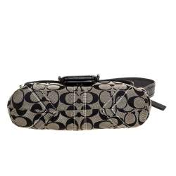 Pre Owned  Coach Grey/Black Signature Canvas and Leather Shoulder Bag