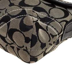 Pre Owned  Coach Grey/Black Signature Canvas and Leather Shoulder Bag