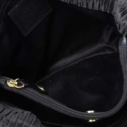 Pre Owned Coach Black Pleated Satin and Patent Leather Tote