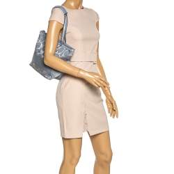Coach Dark Grey Signature Canvas and Patent Leather Small Tote
