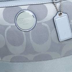 Coach Dark Grey Signature Canvas and Patent Leather Small Tote