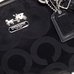 Coach Black Signature Canvas and Patent Leather Sophia Satchel