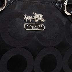Coach Black Signature Canvas and Patent Leather Sophia Satchel