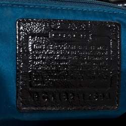 Coach Black Signature Canvas and Patent Leather Sophia Satchel
