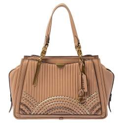 Pre Owned Coach Peach Leather Dreamer Satchel