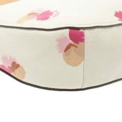 Pre Owned Coach White/Pink Floral Print Leather Chelsea Shoulder Bag