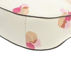 Pre Owned Coach White/Pink Floral Print Leather Chelsea Shoulder Bag