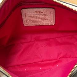 Pre Owned Coach White/Pink Floral Print Leather Chelsea Shoulder Bag